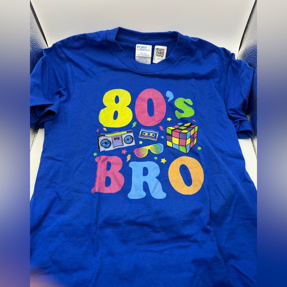 Kids 80's Bro Retro Blue Nostalgia T-Shirt - Youth Small - NWT